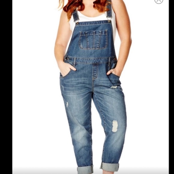 City Chic Over it all Overalls denim with distressing - Picture 3 of 11